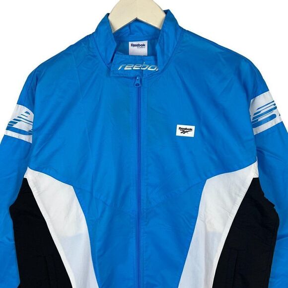 New Reebok Classic Men US M Blue Windbreaker Track Jacket Zip Up Long Sleeve - Picture 6 of 14